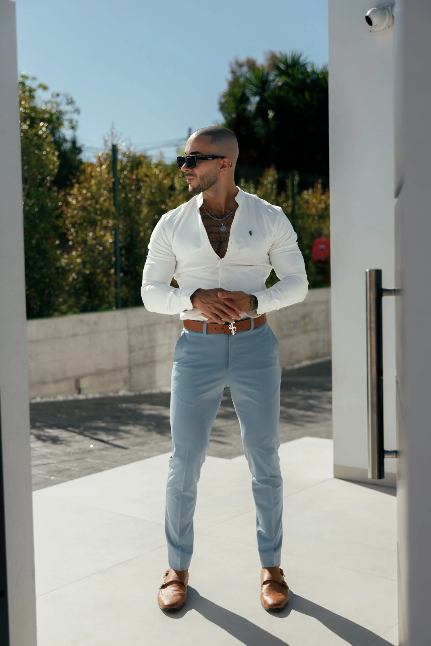 Father Sons Slim Formal Airforce Blue Stretch Trousers - FST025 - Image 3