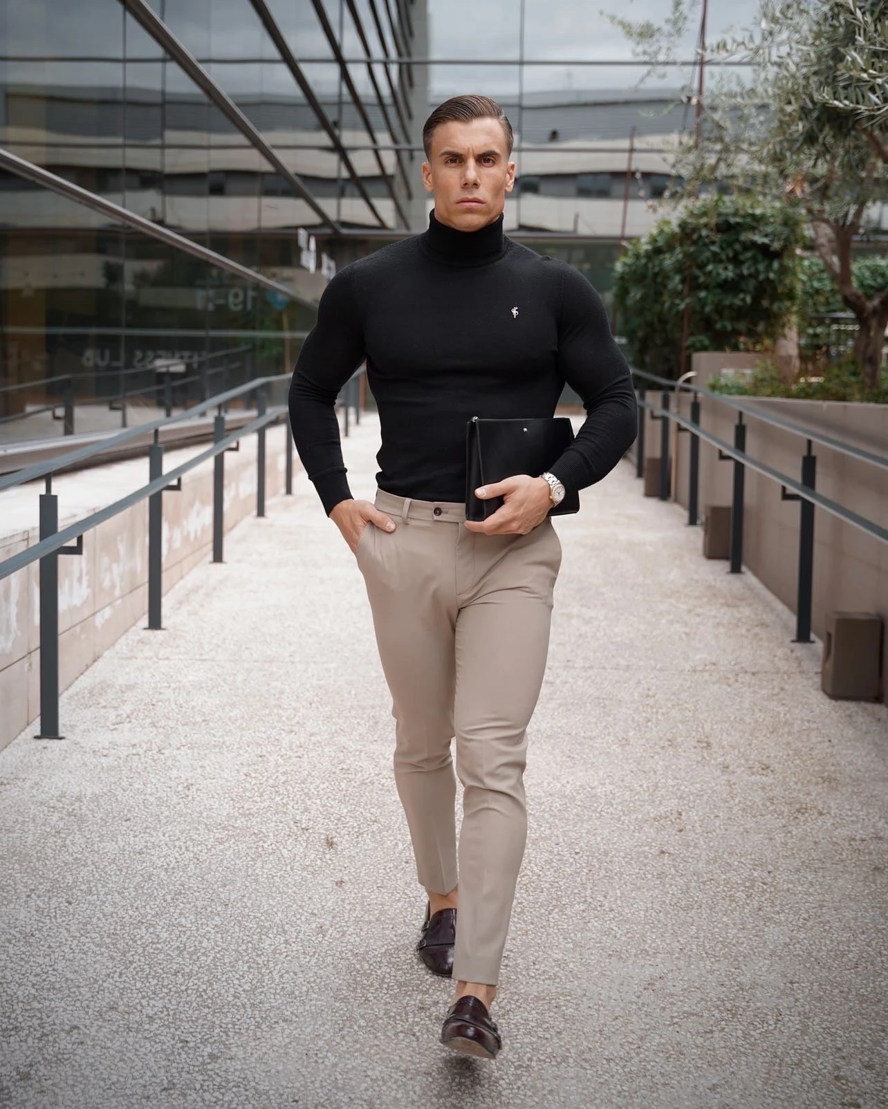 Father Sons Slim Formal Beige Stretch Trousers - FST003 - Image 3