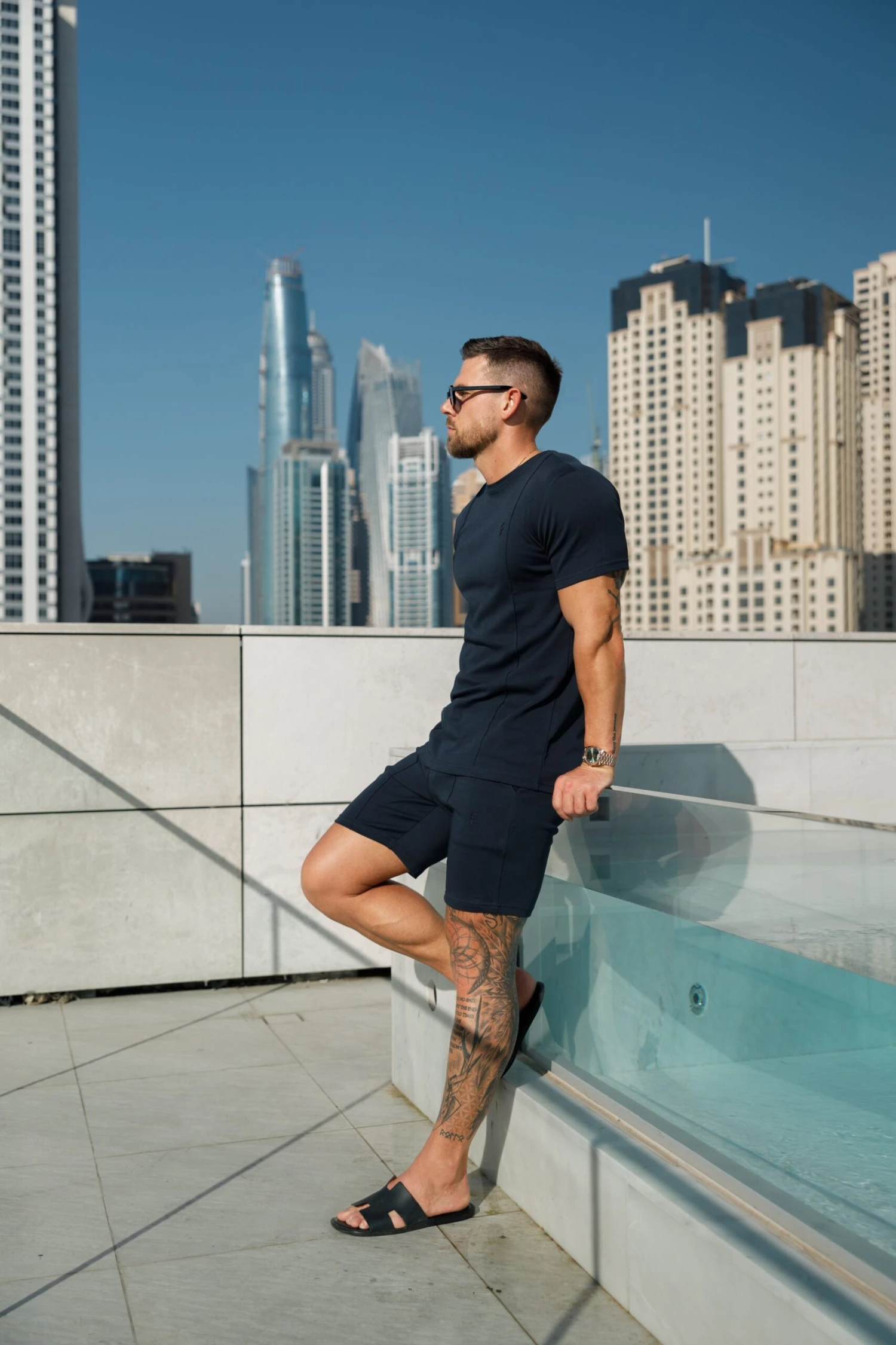 Father Sons Navy Elasticated Drawstring Pintuck Shorts - FSH1056 - Image 5