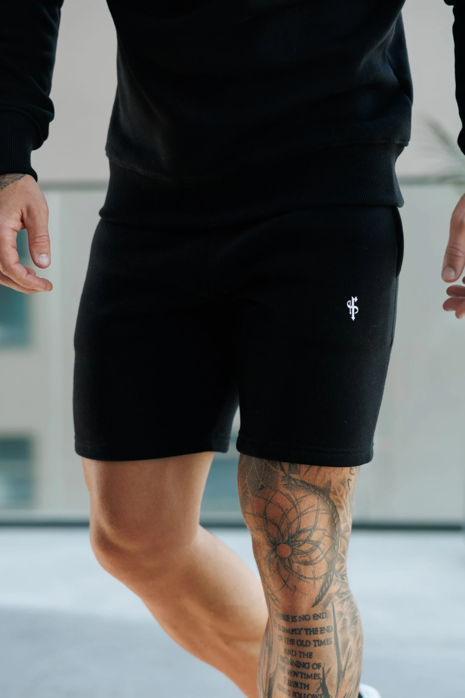 FS Plain Black Shorts With FS Branding - FSH1201