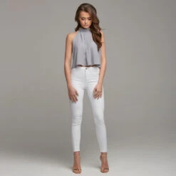 MARIAH GREY HALTER NECK CROP - CT020
