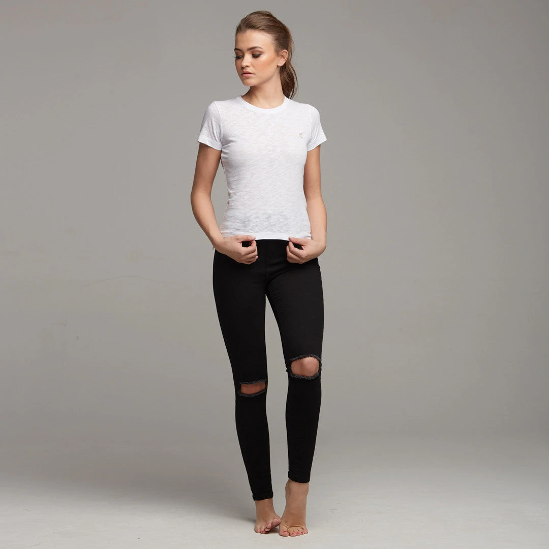 TEGAN WHITE SLUB TEE - CT051 - Image 2