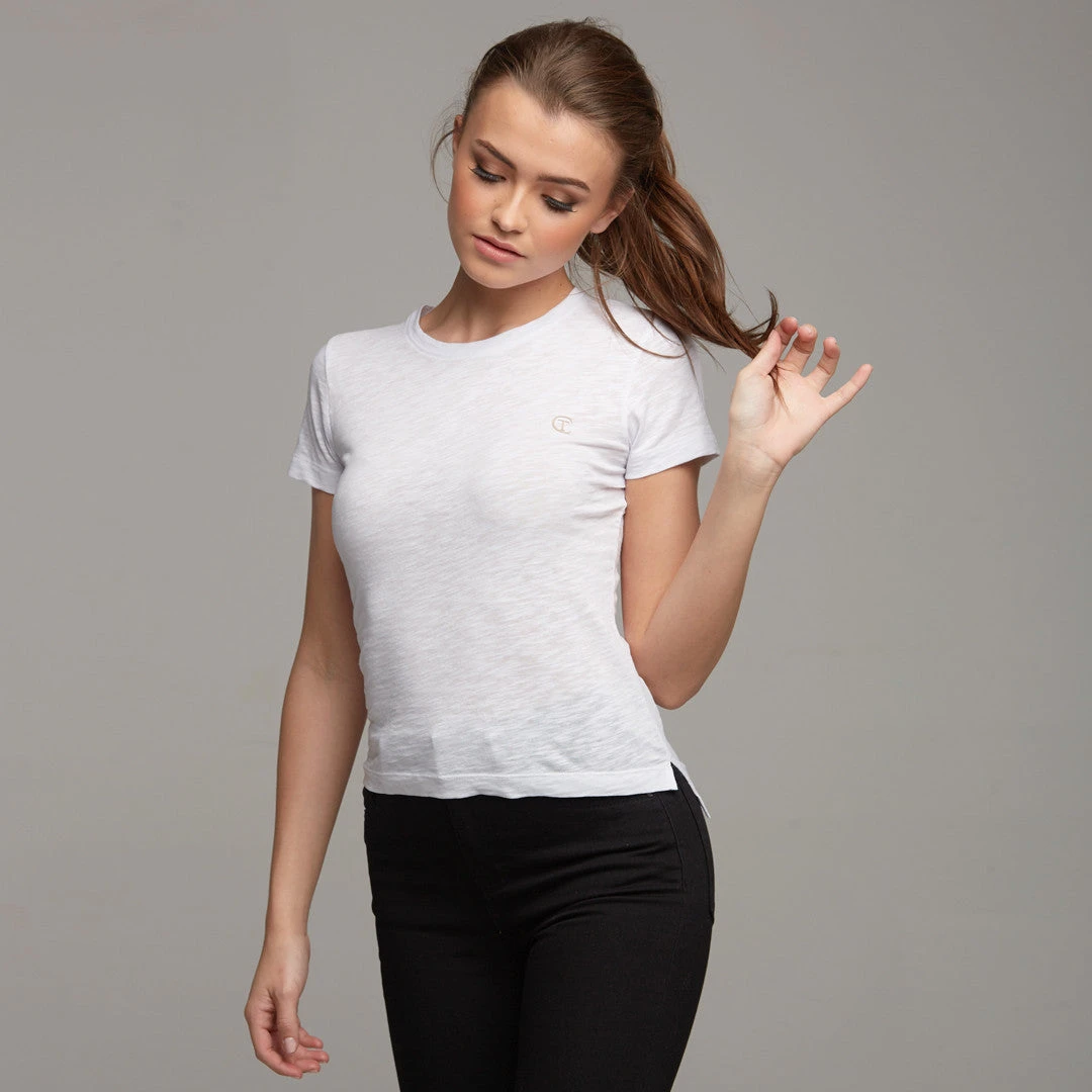 TEGAN WHITE SLUB TEE - CT051 - Image 4