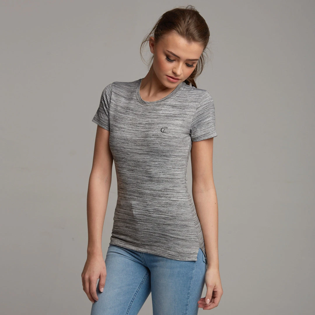 TEGAN GREY MARL SLUB TEE - CT047 - Image 2