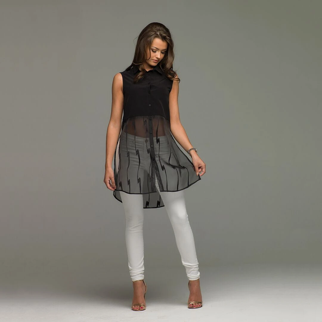 LEXI BLACK SPLIT LONGLINE TUNIC - CT016 - Image 3