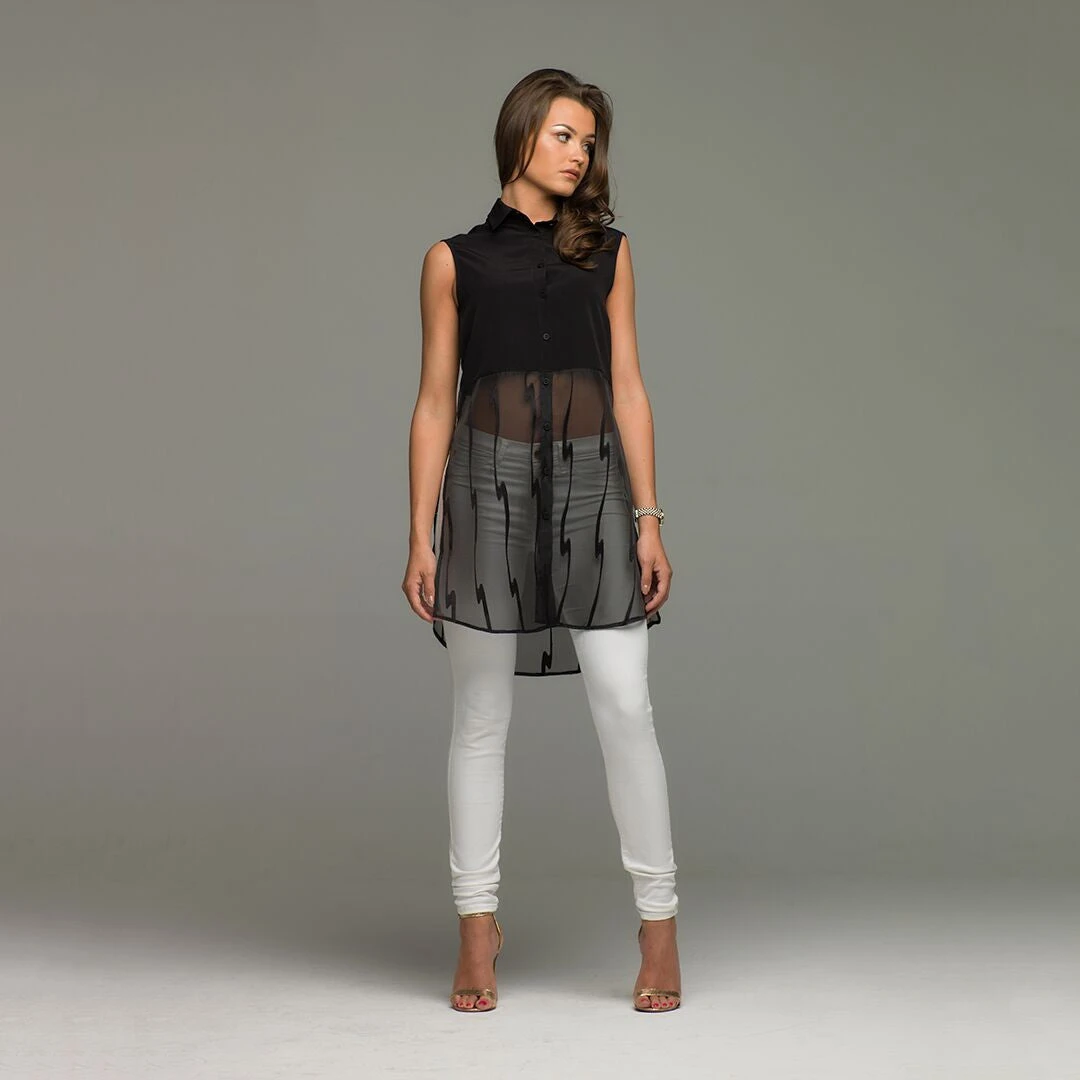 LEXI BLACK SPLIT LONGLINE TUNIC - CT016 - Image 4