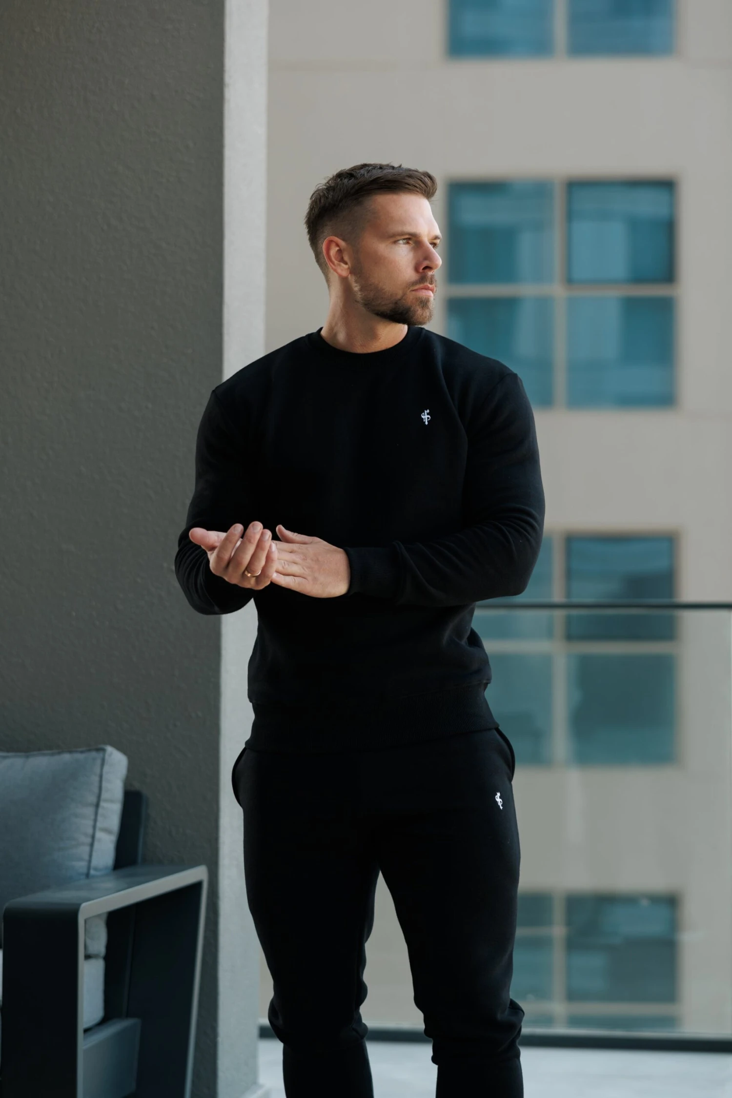 FS Plain Black Crew Jumper With FS Branding - FSH1183 - Image 2