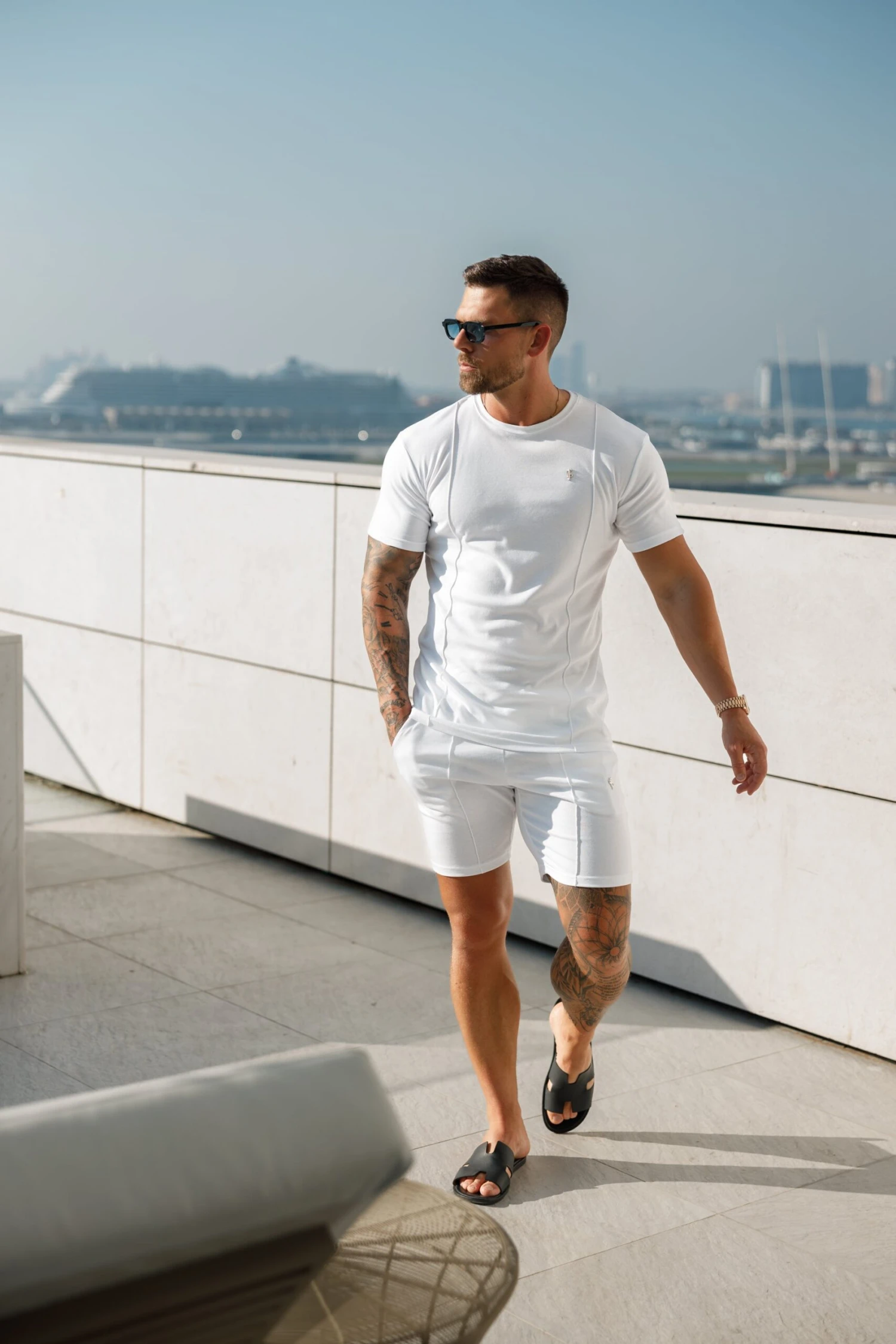 Father Sons White / Silver Elasticated Drawstring Pintuck Shorts - FSH1054 - Image 6