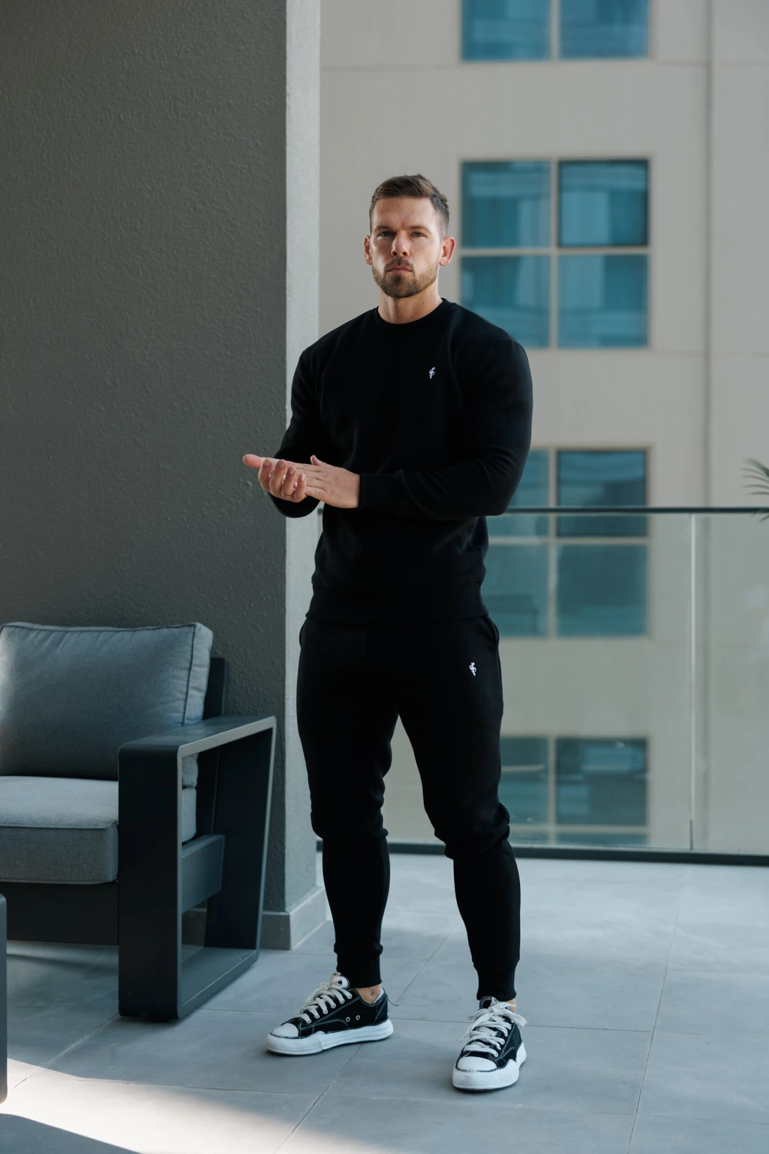 FS Plain Black Crew Jumper With FS Branding - FSH1183 - Image 3