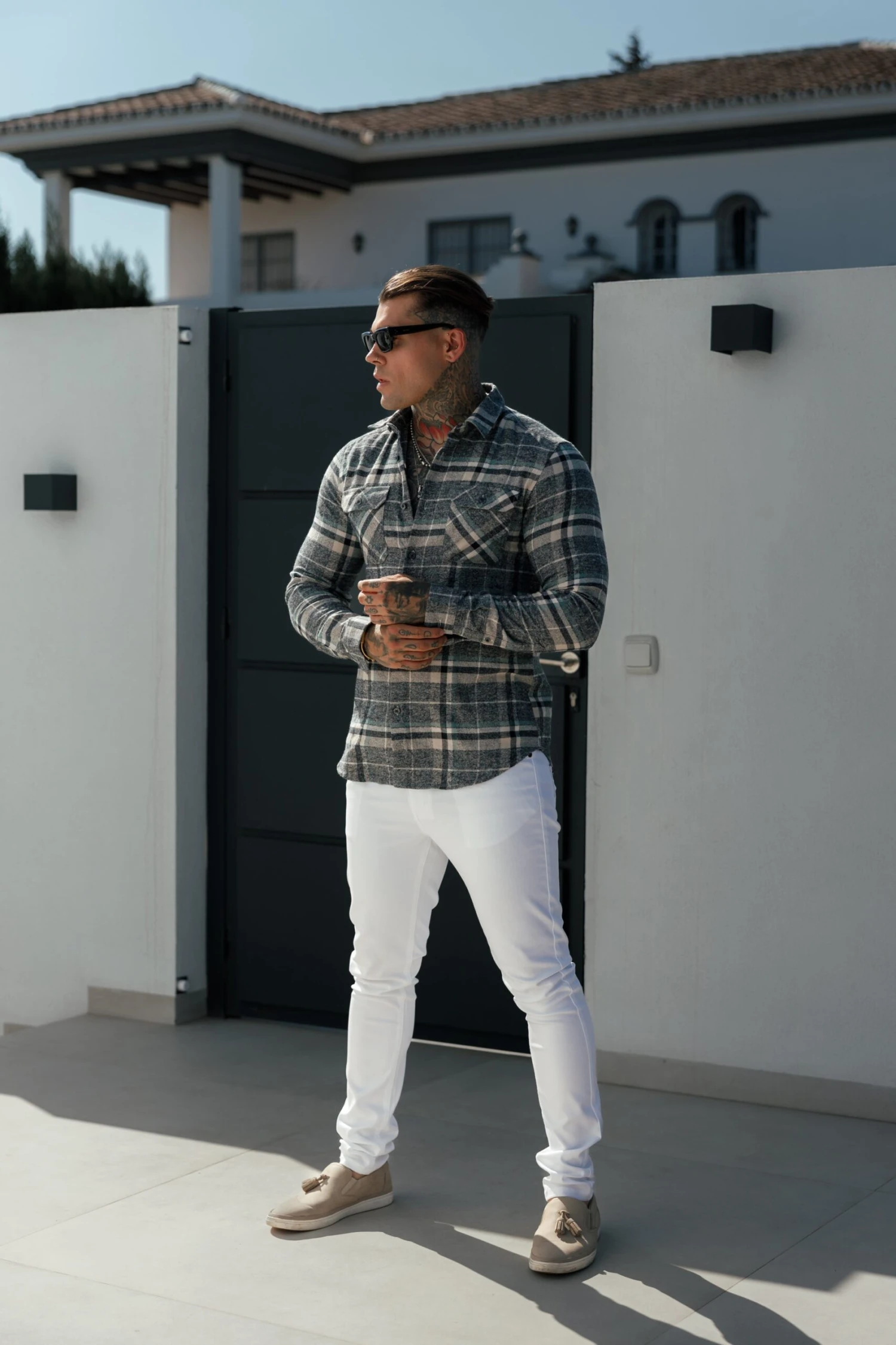 FS Sage / Grey Check Shacket With Double Pockets - FS1075 - Image 10