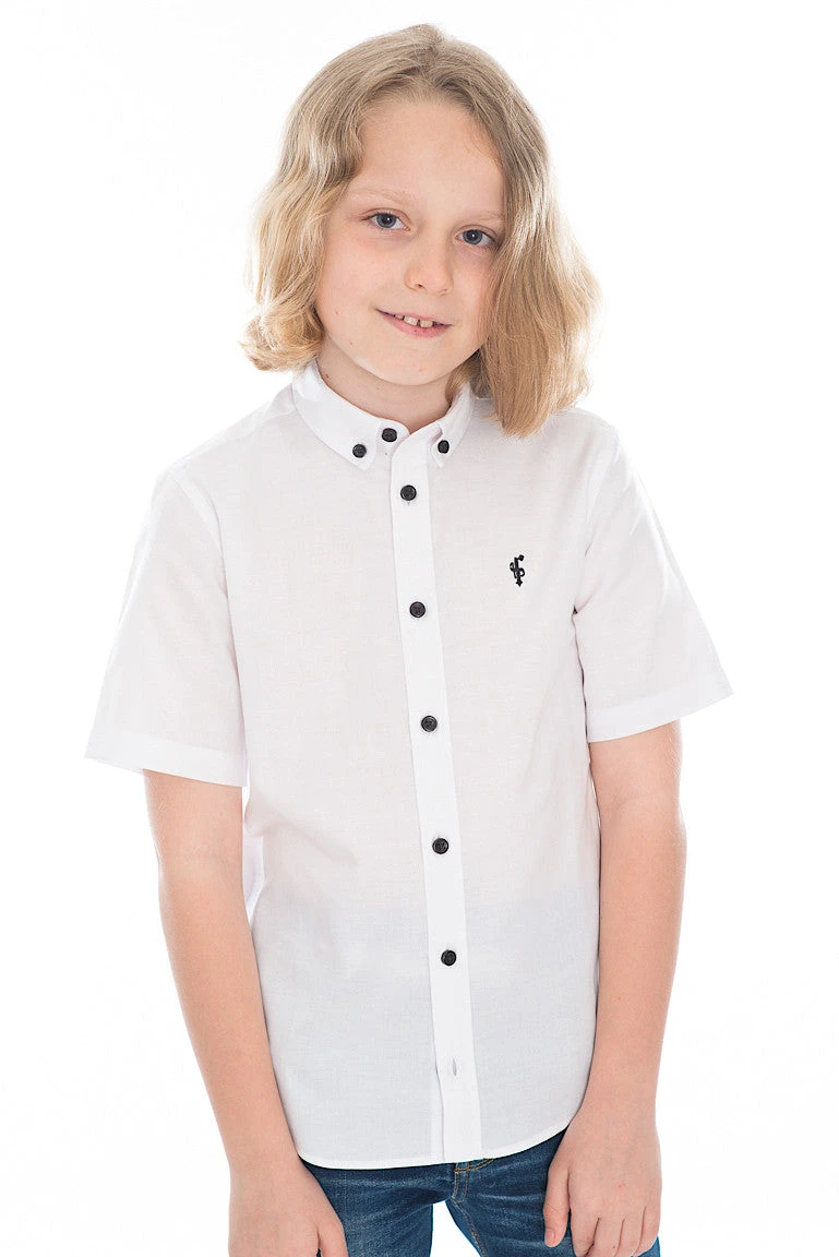 Father Sons Boys Classic White Black Button Short Sleeve - FSB005 (LAST CHANCE) - Image 4