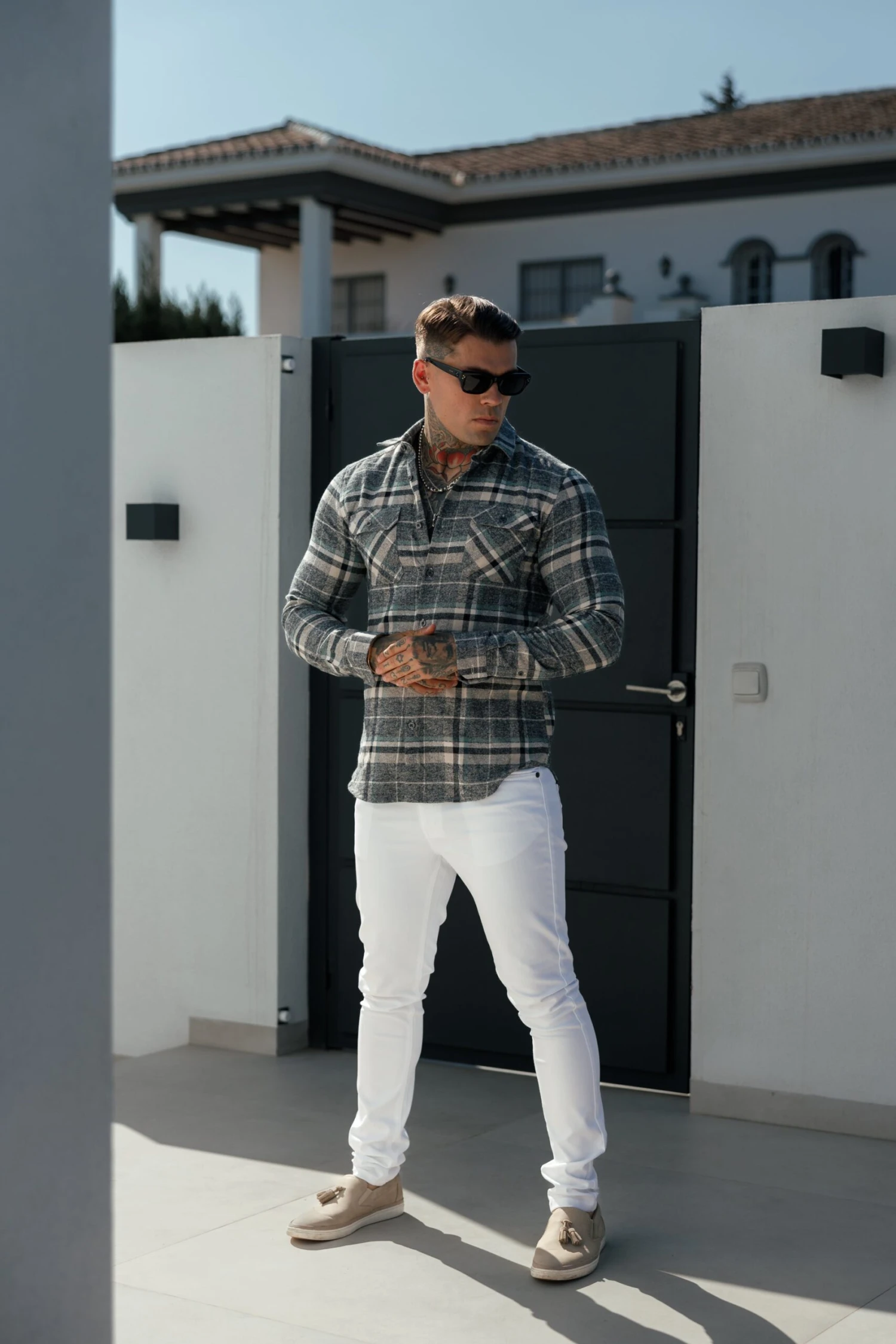 FS Sage / Grey Check Shacket With Double Pockets - FS1075 - Image 9