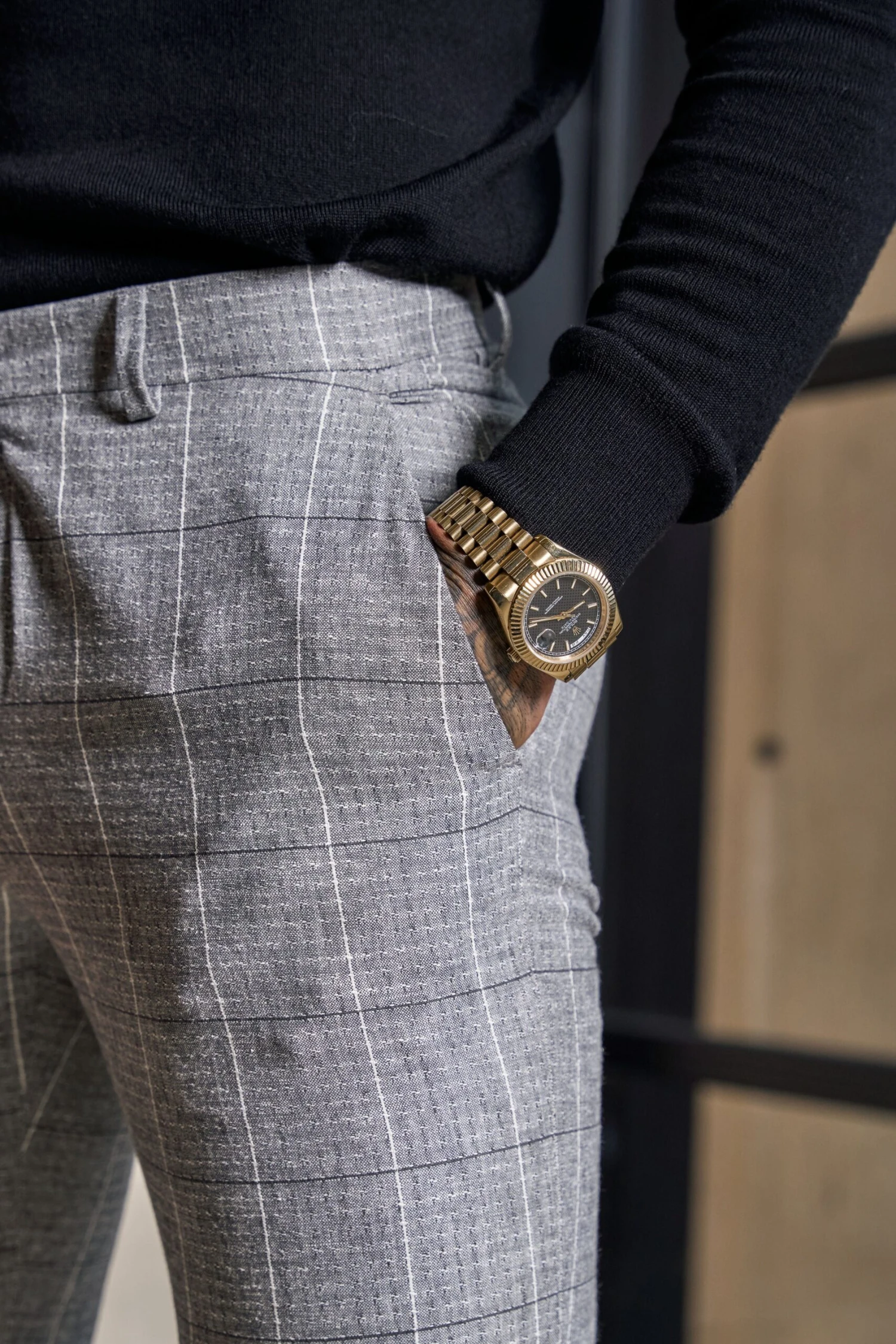 Father Sons Relaxed Formal Grey / White Check Trouser - FSTR013 - Image 3