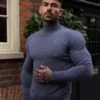Father Sons Classic Gunmetal Roll Neck Knitted Jumper With Tonal Emblem - FSN137