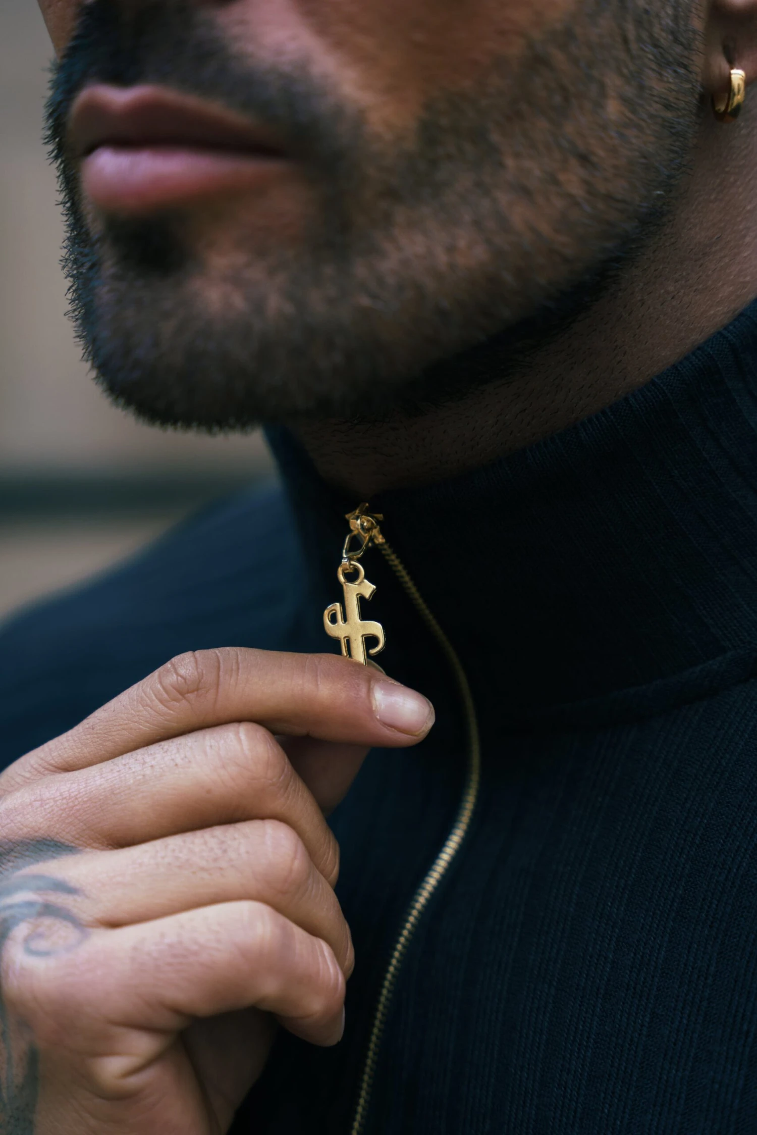 FS Classic Navy Ribbed Zip Funnel Neck Raglan Long Sleeve Crew - FSH1296 - Image 2