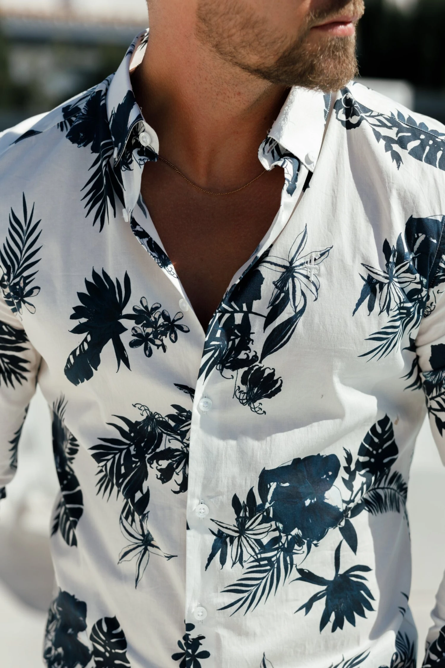 Classic Stretch LS White / Ink Print Button Down Collar - FS1100 - Image 5