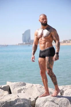 Father Sons 2 Pack Black And Charcoal Boxer Shorts (Shorter Length) - FSP002