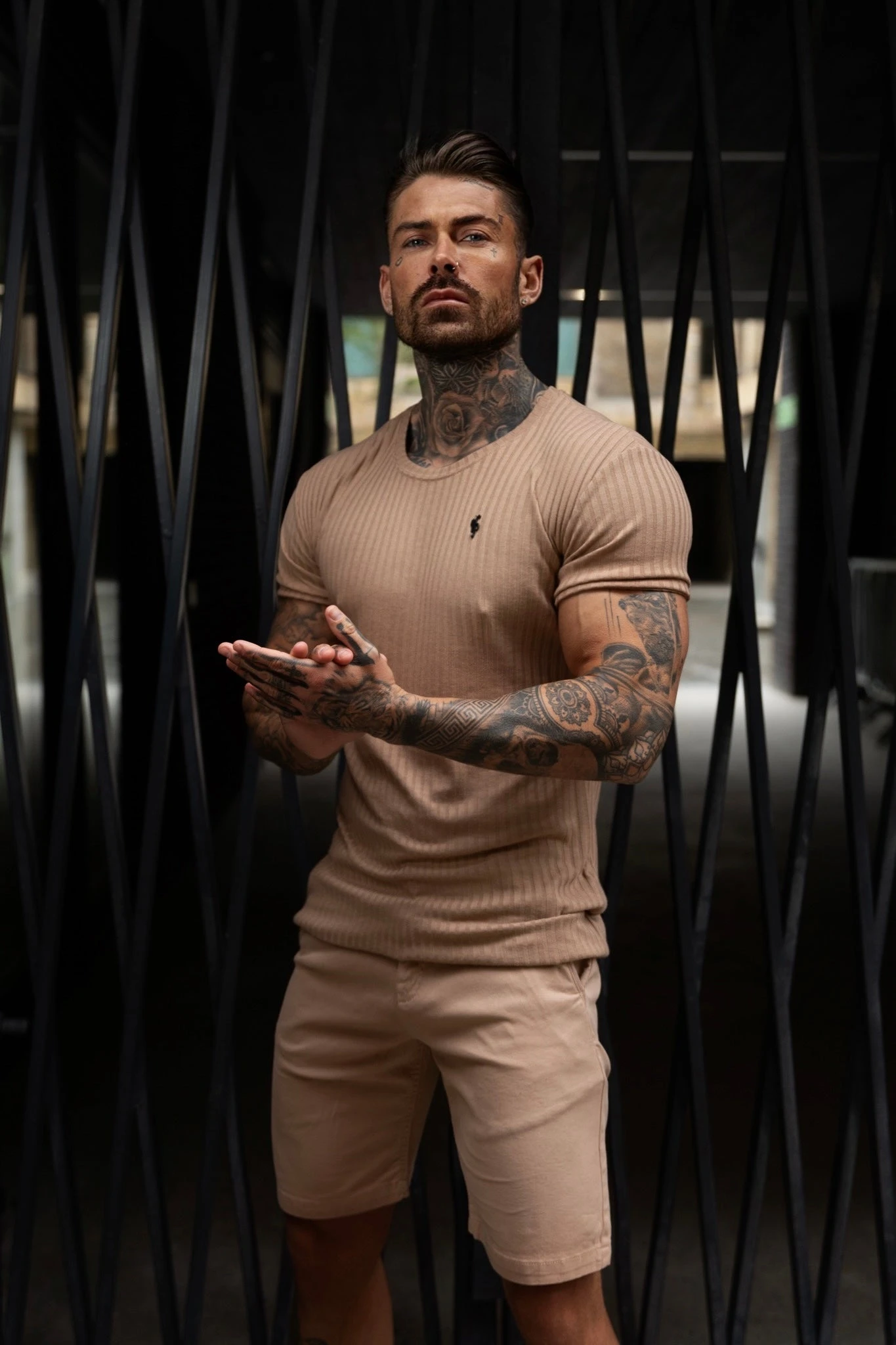 Father Sons Classic Coffee / Black Ribbed Knit Super Slim Short Sleeve Crew T-Shirt - FSH1090 - Image 7