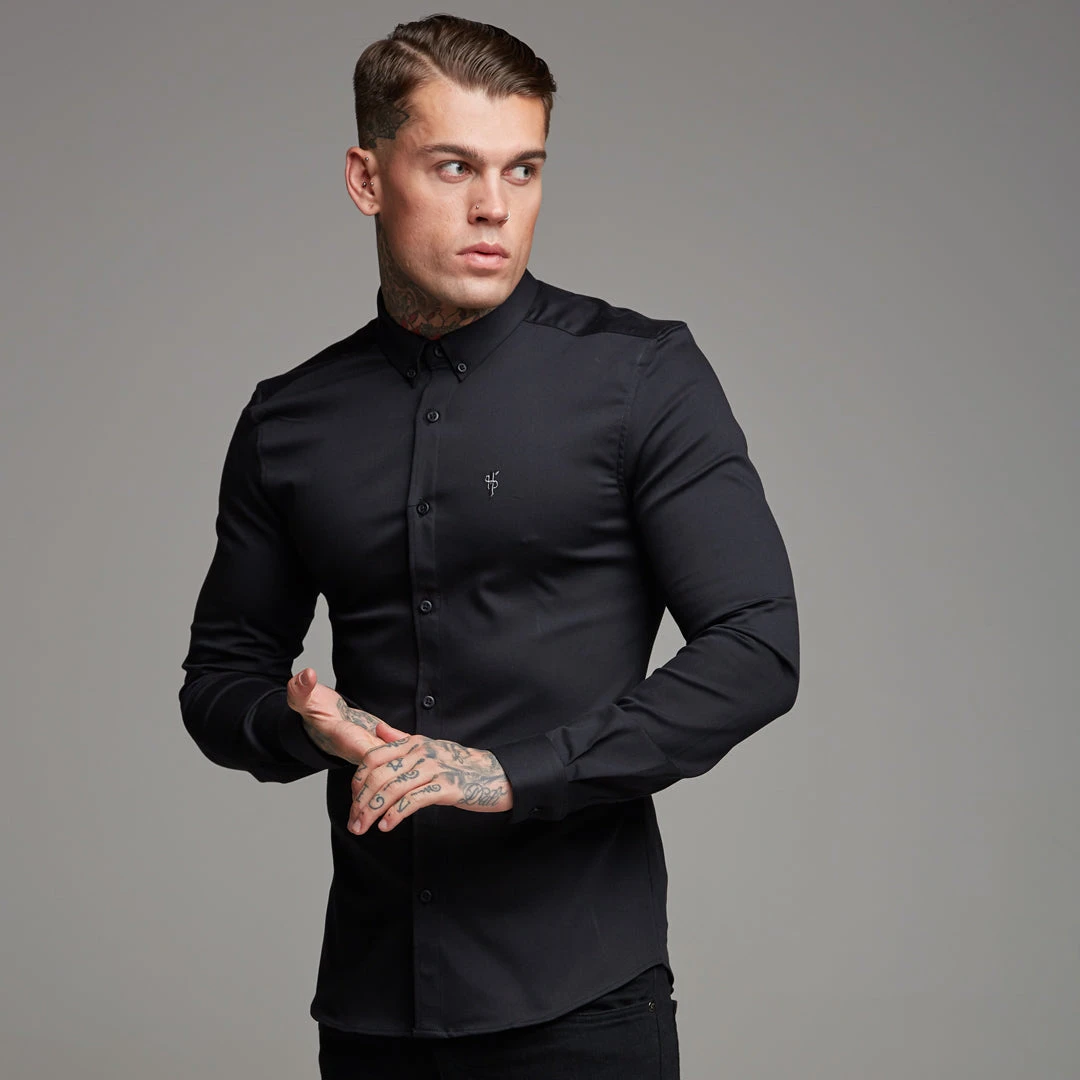 Father Sons Super Slim Stretch Black Denim Long Sleeve (Silver Emblem) - FS295 - Image 9