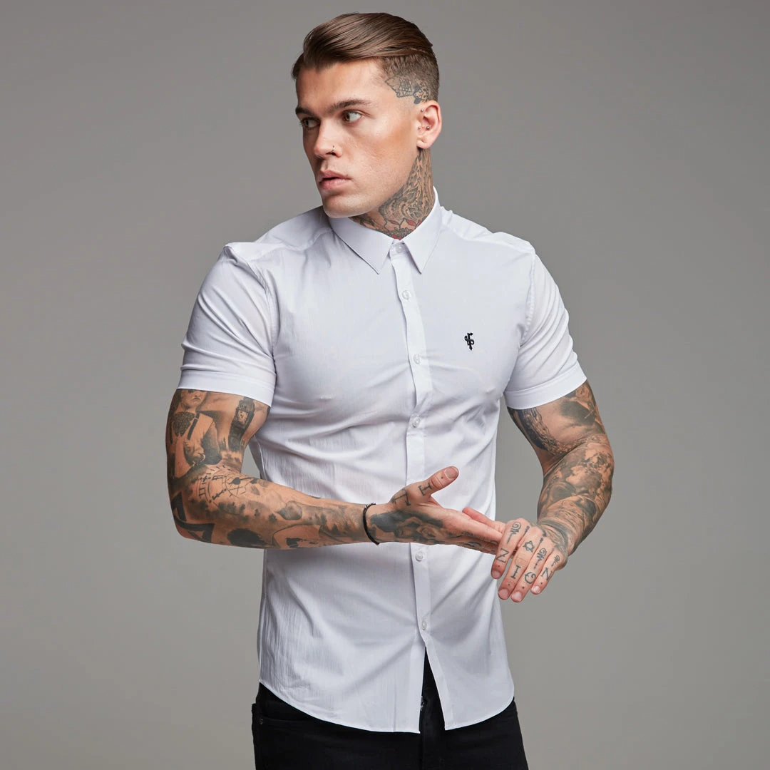 Father Sons Super Slim Stretch Classic White Short Sleeve - FS126 - Image 9