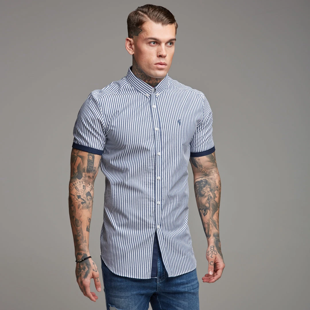 Father Sons Classic Navy White Stripe Short Sleeve - FS245 (LAST CHANCE) - Image 4