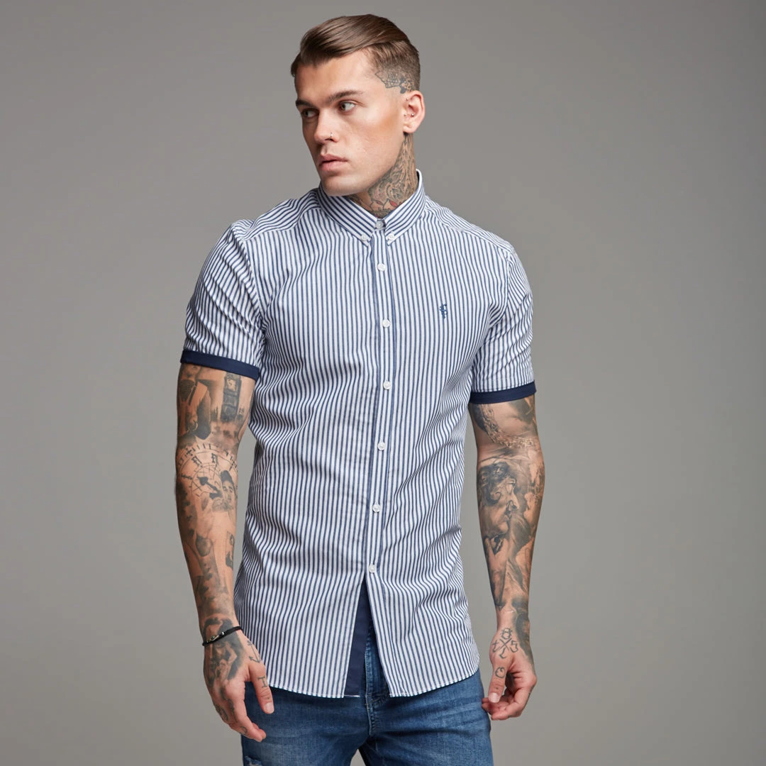 Father Sons Classic Navy White Stripe Short Sleeve - FS245 (LAST CHANCE) - Image 5