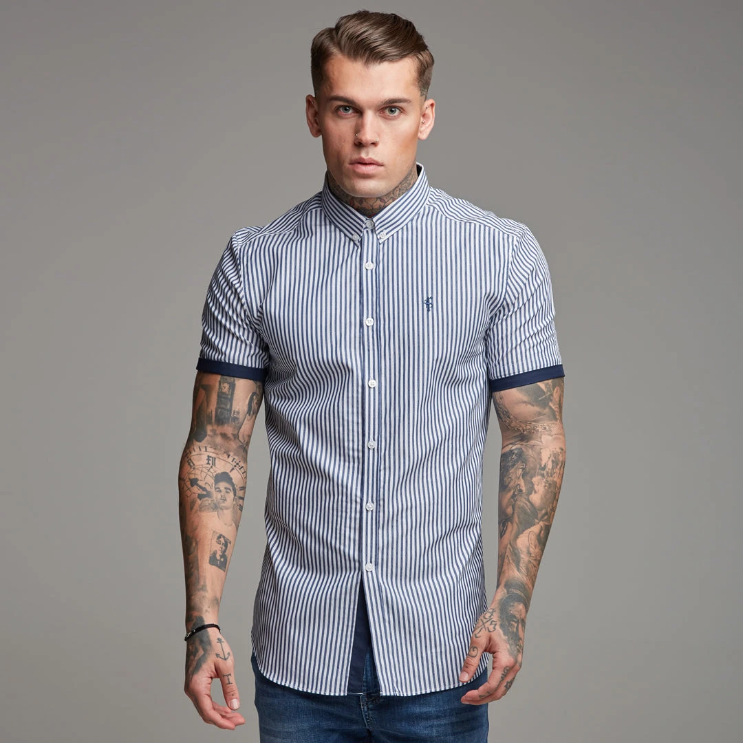 Father Sons Classic Navy White Stripe Short Sleeve - FS245 (LAST CHANCE) - Image 3