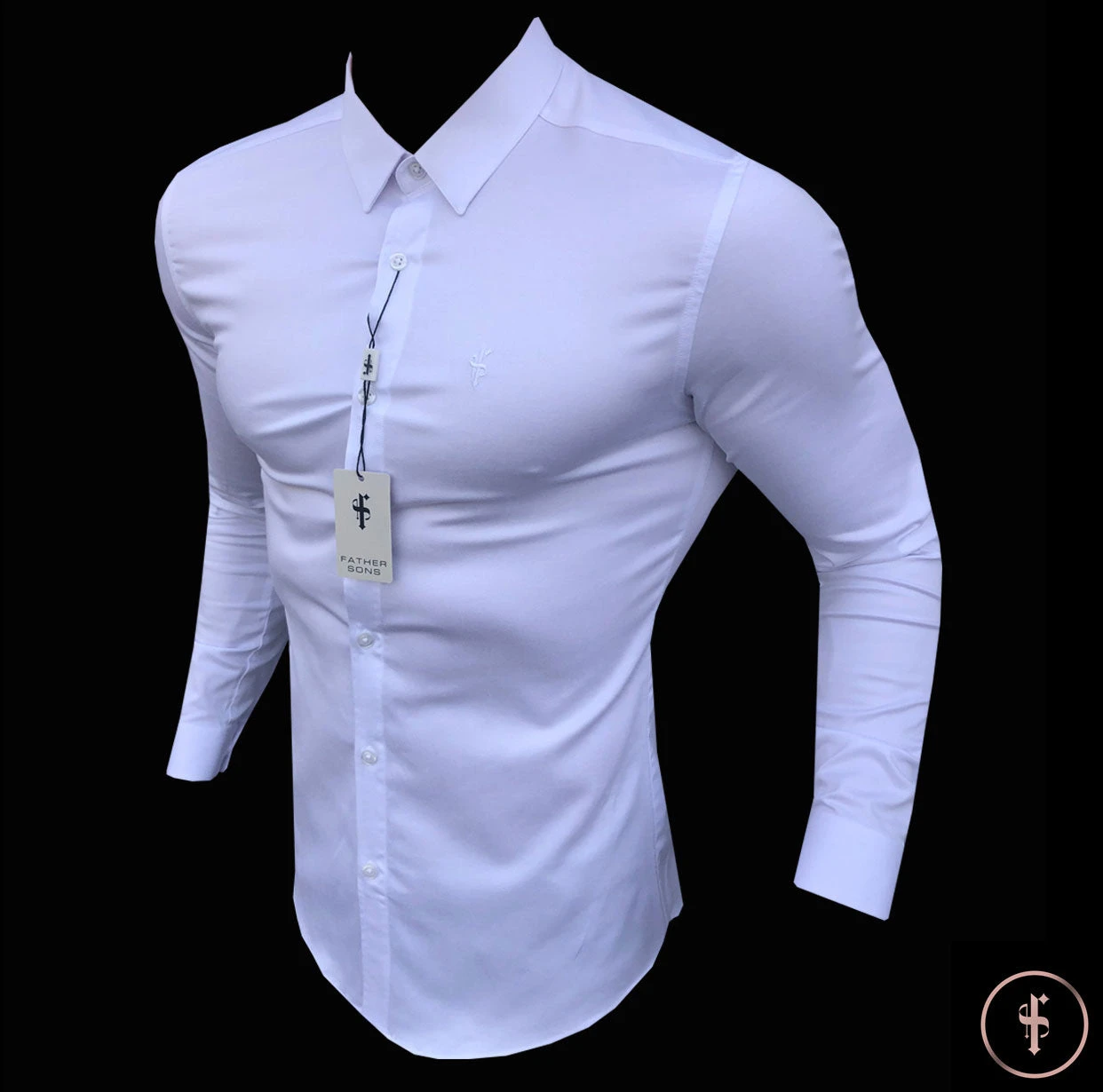 Father Sons Super Slim Luxe Ultra Stretch Classic White Long Sleeve - FS331 - Image 4