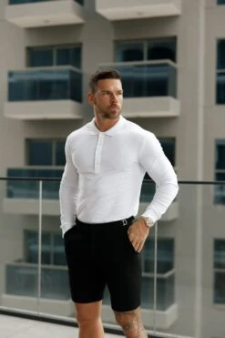 Father Sons Classic White Tonal Polo Long Sleeve Shirt - FSH858