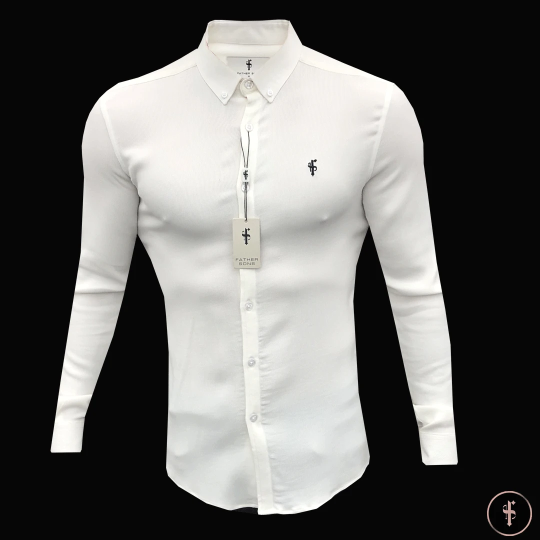 Father Sons Super Slim Stretch Ribbed Cream Long Sleeve - FS440 - Image 2