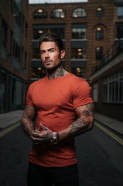 Father Sons Rust Bamboo Crew With Tonal Embroidery - FSH921