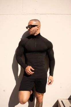 FS LS Black Half Zip Gym Top - FSH1281