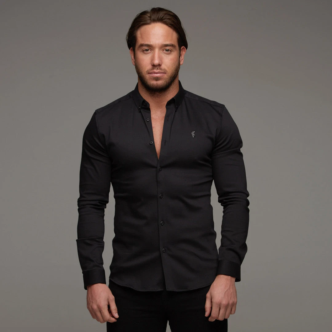 Father Sons Super Slim Stretch Black Denim Long Sleeve (Silver Emblem) - FS295 - Image 14