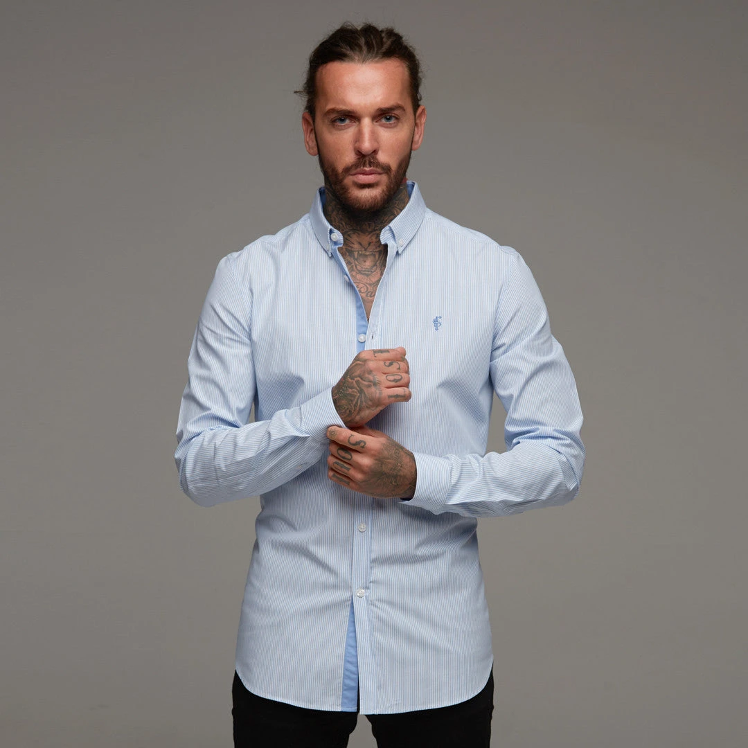 Father Sons Classic Light Blue White Stripe Long Sleeve - FS256 (LAST CHANCE)