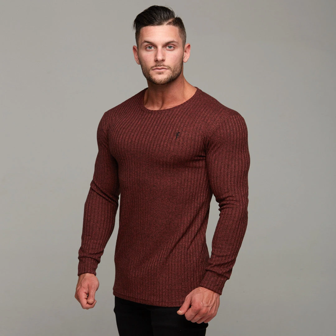 Father Sons Classic Burgundy Ribbed Knit Super Slim Crew - FSH113 - Image 6