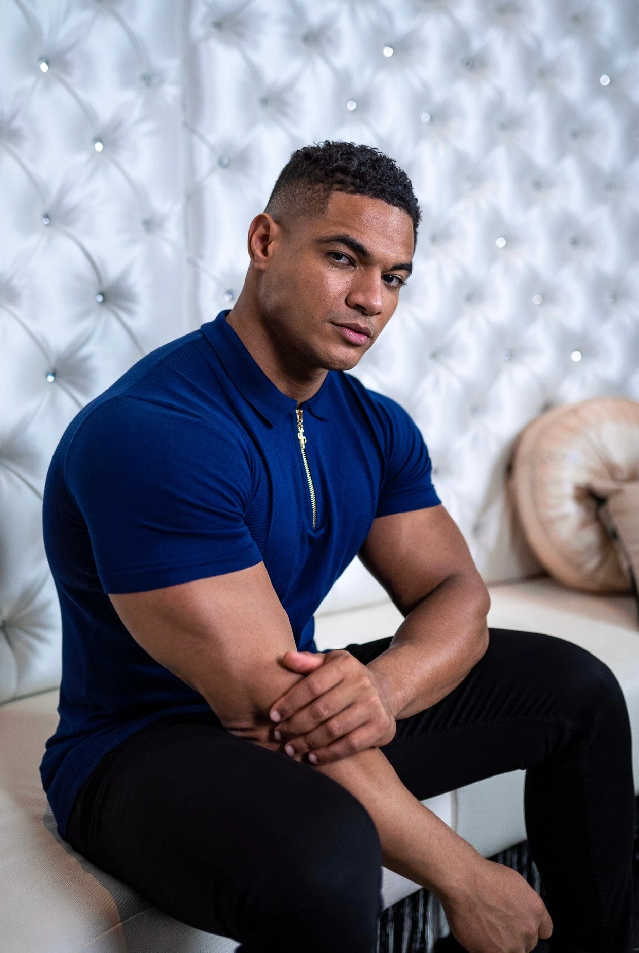 Father Sons Classic Navy And Gold Zip Knitted Short Sleeve Polo Shirt - FSH417 - Image 12