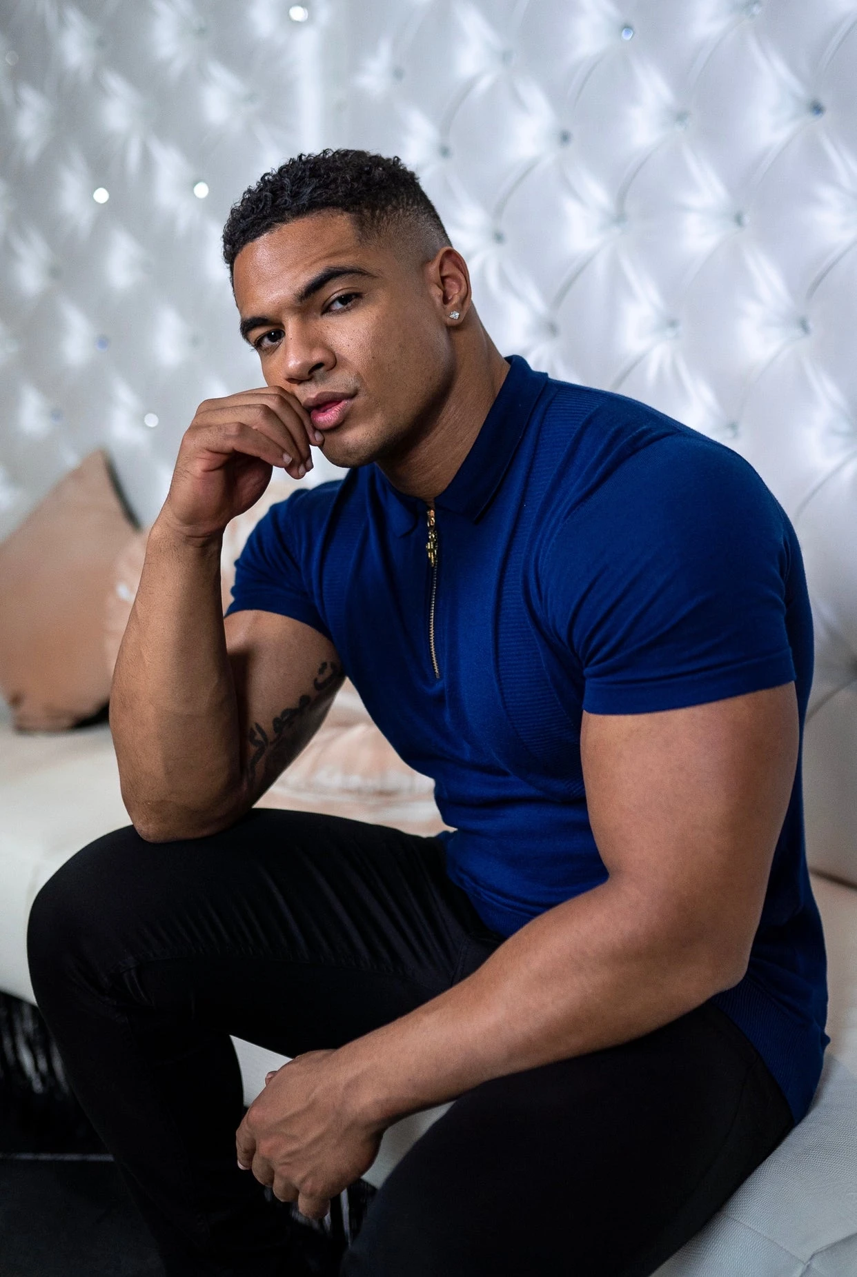 Father Sons Classic Navy And Gold Zip Knitted Short Sleeve Polo Shirt - FSH417 - Image 10