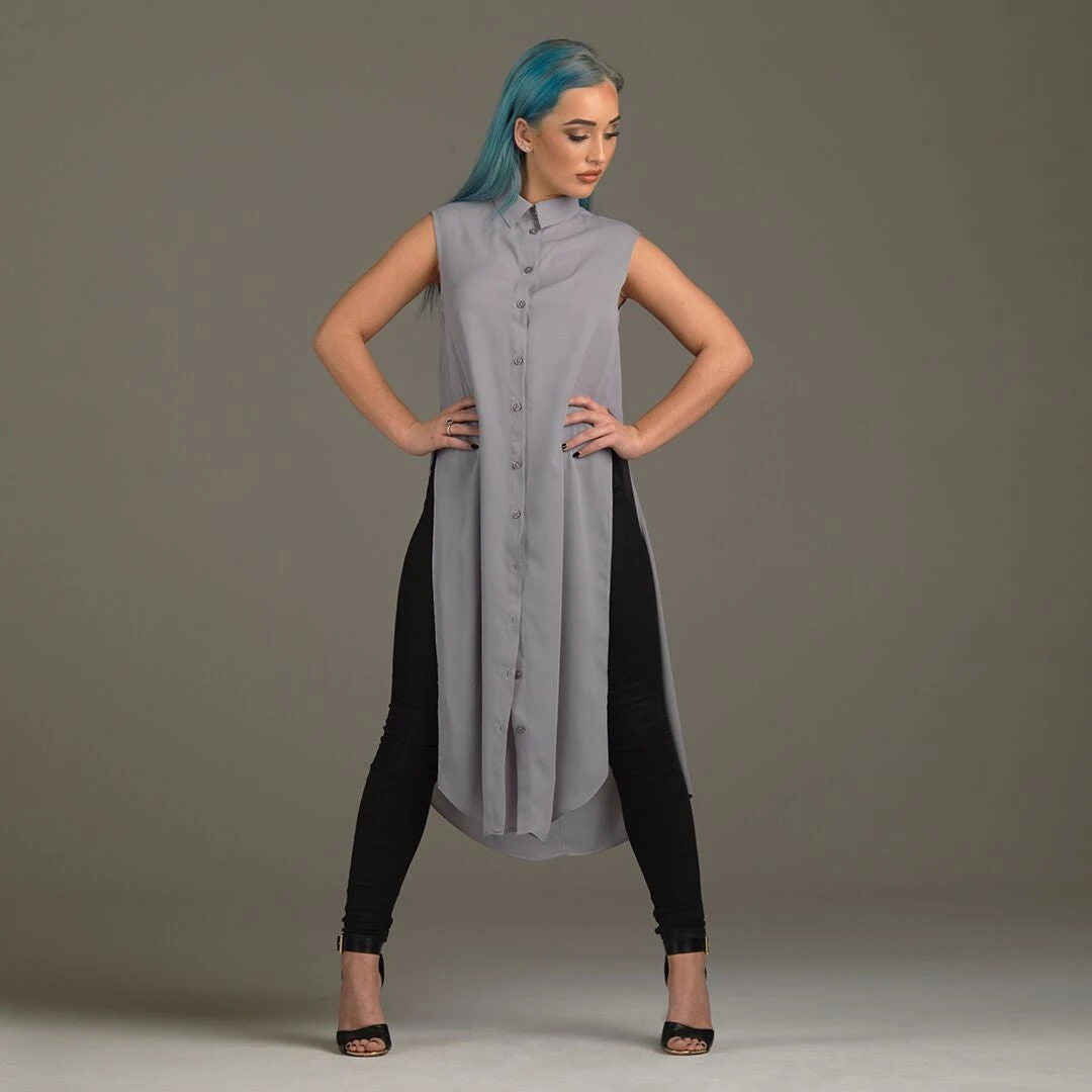 CELINE GREY LONGLINE TUNIC - CT002 - Image 2