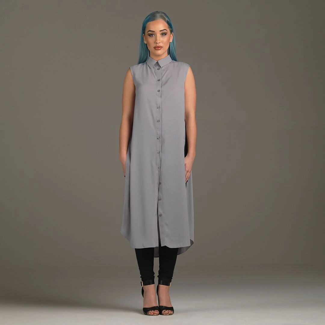 CELINE GREY LONGLINE TUNIC - CT002 - Image 3