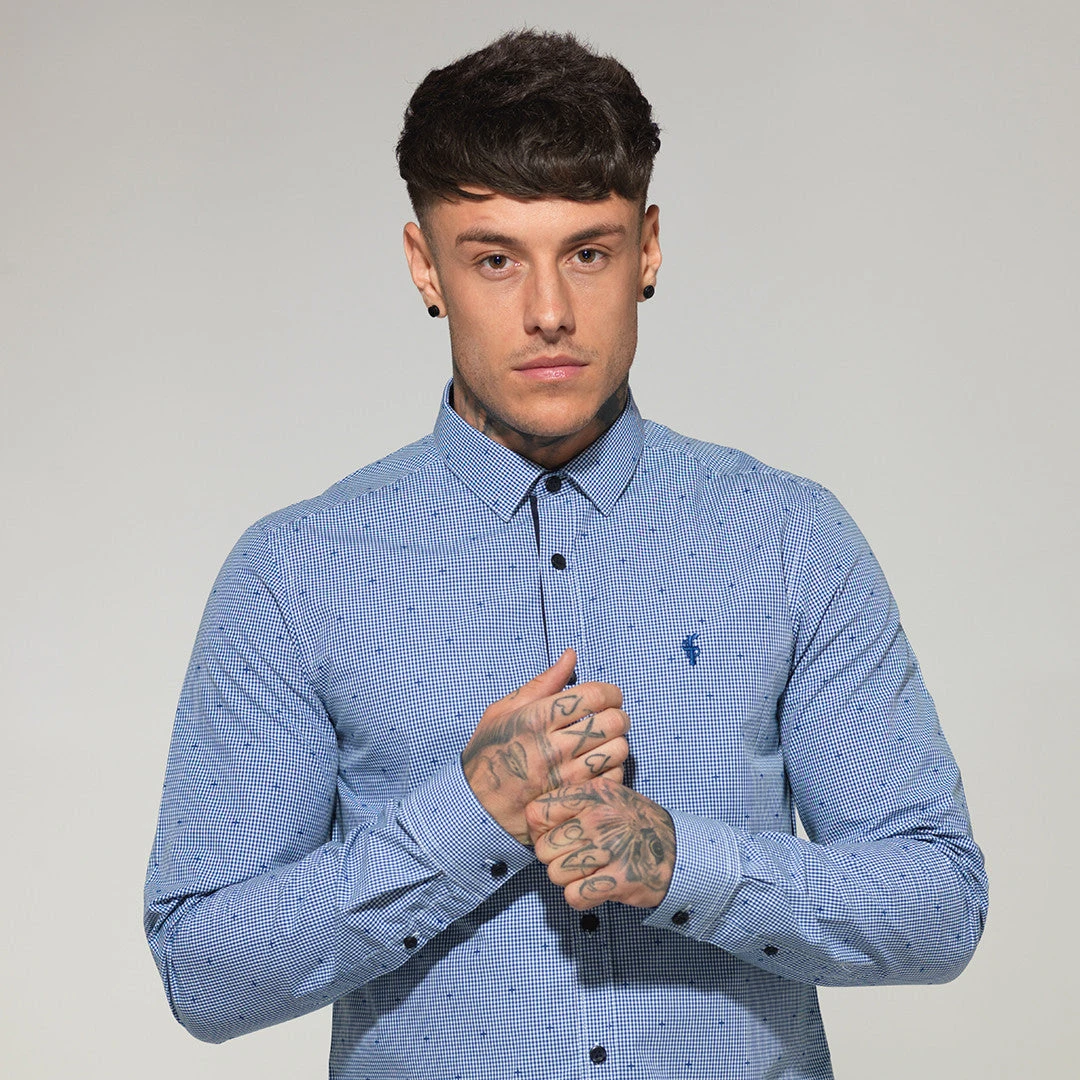 Father Sons Platinum Blue & White Gingham Check - FS108 (LAST CHANCE) - Image 2