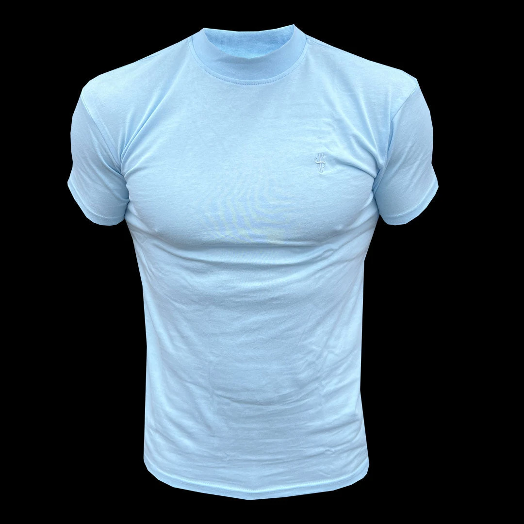 FS Ribbed High Neck Crew Short Sleeve Baby Blue - FSH1136 - Image 3