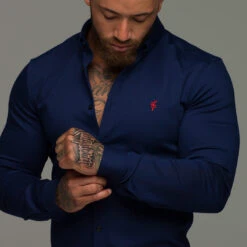 Father Sons Super Slim Stretch Navy Denim Long Sleeve (Red Emblem) - FS207