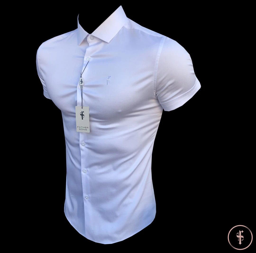 Father Sons Slim Sateen Classic White With White Embroidery - FS395 - Image 2