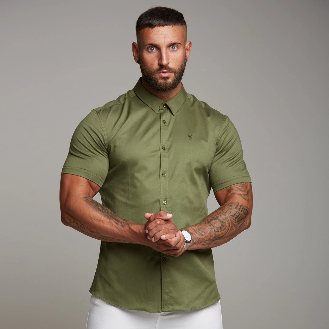 Father Sons Super Slim Luxe Ultra Stretch Classic Khaki Short Sleeve - FS338 - Image 8