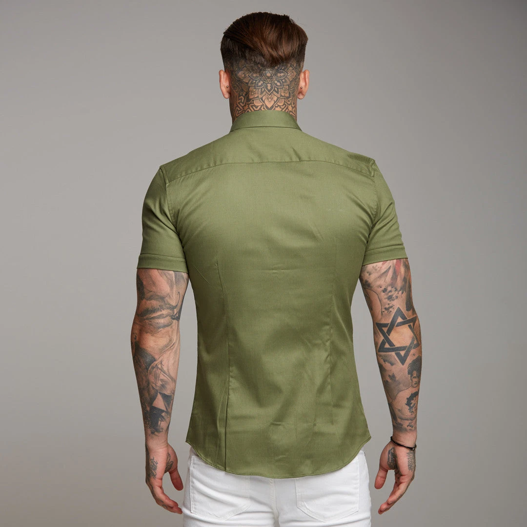 Father Sons Super Slim Luxe Ultra Stretch Classic Khaki Short Sleeve - FS338 - Image 4