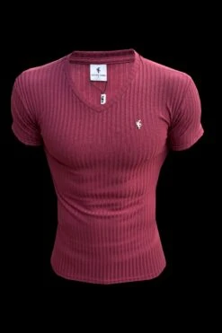 Father Sons Super Slim Burgundy / Gold V Neck Ribbed Crew - FSH1367