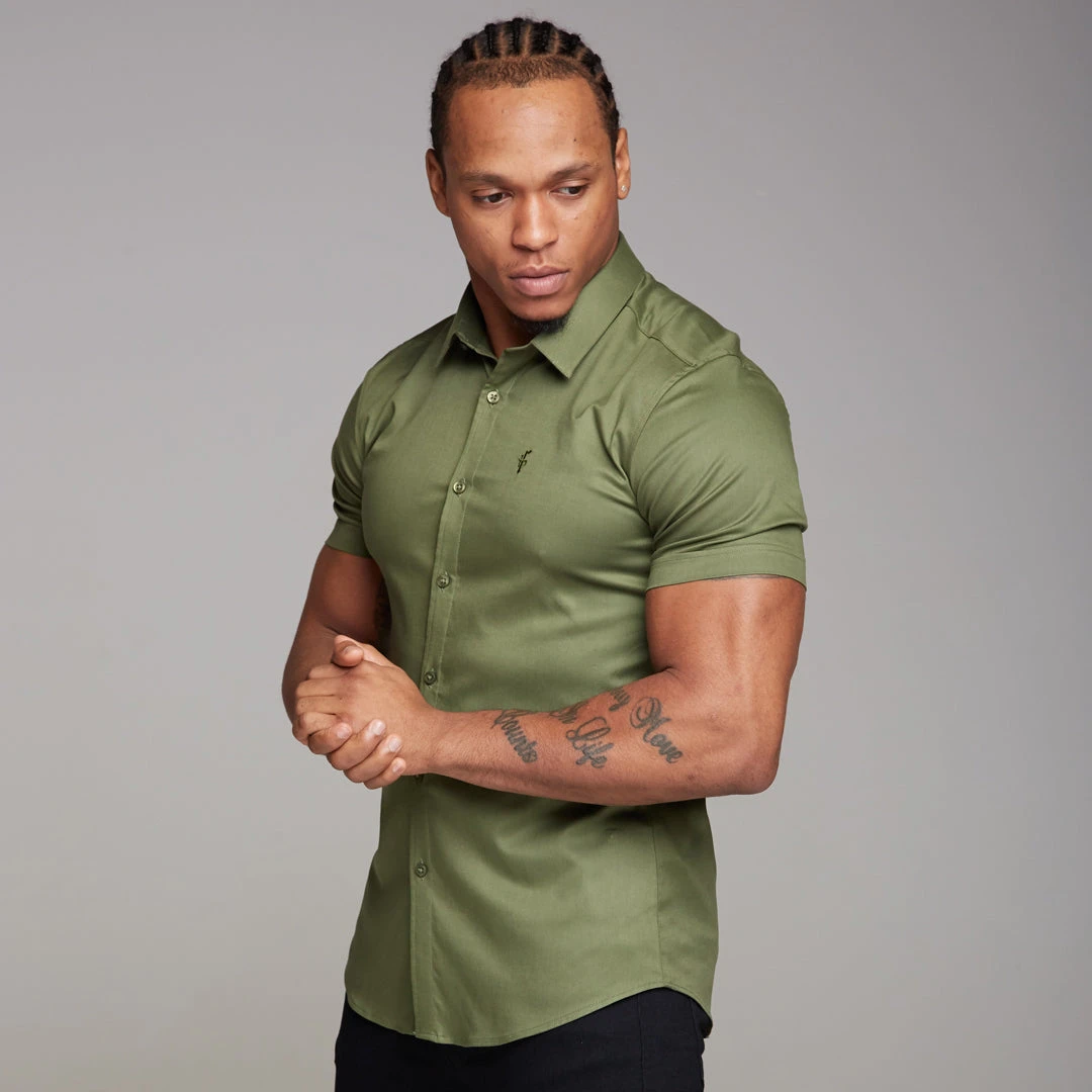 Father Sons Super Slim Luxe Ultra Stretch Classic Khaki Short Sleeve - FS338 - Image 10