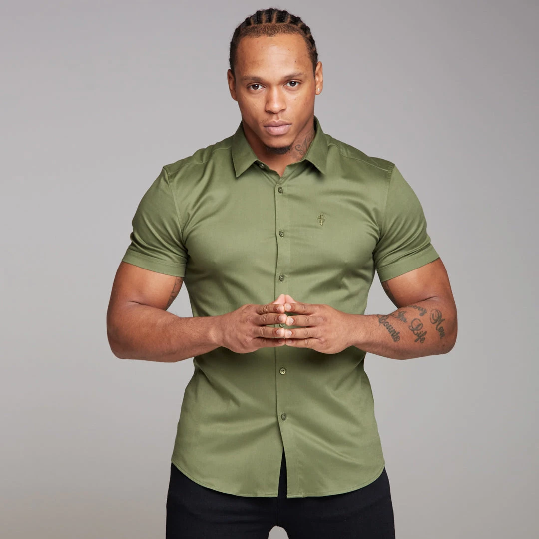 Father Sons Super Slim Luxe Ultra Stretch Classic Khaki Short Sleeve - FS338 - Image 11