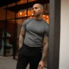 FS Ribbed High Neck Crew Short Sleeve Charcoal - FSH1140