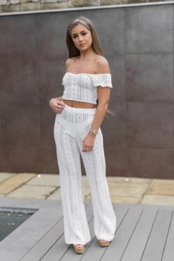 'AYLA' Knitted Co Ord Trouser White - CTJ010